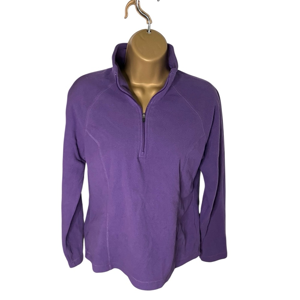 Lands’ End ThermaCheck Half Zip Fleece Pullover Raglan Sleeve Purple S